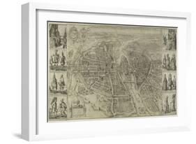 Le Plan de la ville, cité et fauxbourgs de Paris-Matthaus Merian-Framed Giclee Print