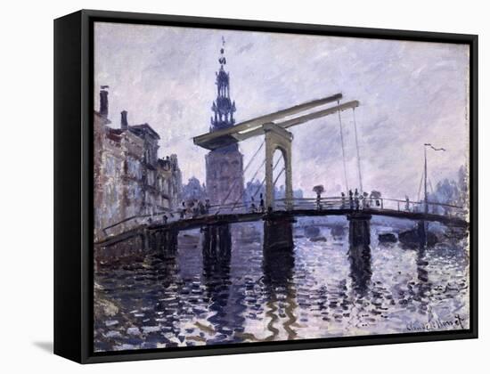 Le Pont, Amsterdam, 1870-71-Claude Monet-Framed Stretched Canvas