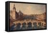 Le Pont au Change, le palais (conciergerie) et la Seine vers l'aval. Paris (Ier arr.), 1801-1850-Angelo Garbizza-Framed Stretched Canvas