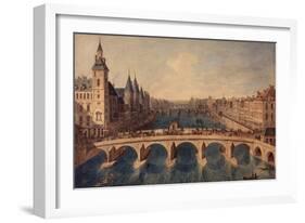 Le Pont au Change, le palais (conciergerie) et la Seine vers l'aval. Paris (Ier arr.), 1801-1850-Angelo Garbizza-Framed Giclee Print