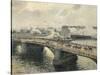 Le Pont Boïeldieu à Rouen, soleil couchant, temps brumeux-Camille Pissarro-Stretched Canvas
