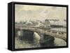 Le Pont Boïeldieu à Rouen, soleil couchant, temps brumeux-Camille Pissarro-Framed Stretched Canvas