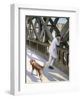 Le Pont de L'Europe: Detail of a Resting Man and a Dog, 1876-Gustave Caillebotte-Framed Giclee Print