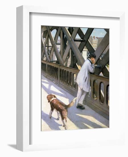 Le Pont de L'Europe: Detail of a Resting Man and a Dog, 1876-Gustave Caillebotte-Framed Giclee Print