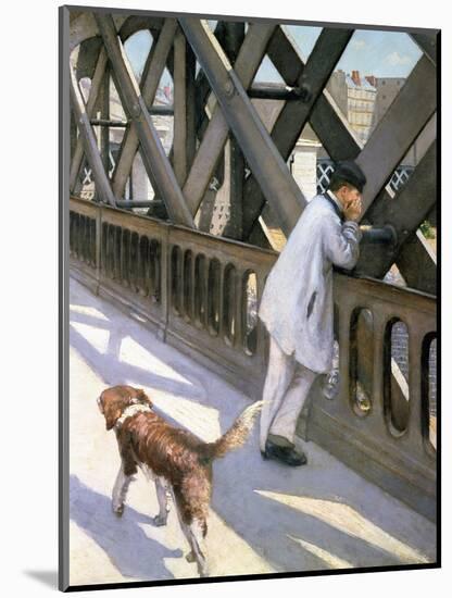 Le Pont de L'Europe: Detail of a Resting Man and a Dog, 1876-Gustave Caillebotte-Mounted Giclee Print