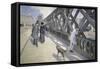Le Pont de L'Europe-Gustave Caillebotte-Framed Stretched Canvas