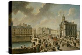 Le Pont-Neuf et la pompe de la Samaritaine, vus du quai de la Mégisserie, 1777-Nicolas Jean Baptiste Raguenet-Stretched Canvas