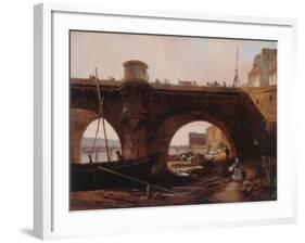 Le Pont Neuf, vu de la berge de la rive droite, vers 1830-null-Framed Giclee Print