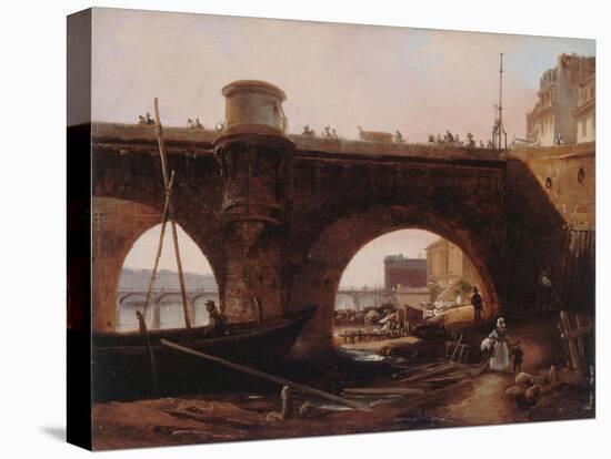 Le Pont Neuf, vu de la berge de la rive droite, vers 1830-null-Stretched Canvas