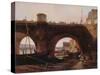 Le Pont Neuf, vu de la berge de la rive droite, vers 1830-null-Stretched Canvas