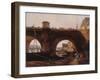 Le Pont Neuf, vu de la berge de la rive droite, vers 1830-null-Framed Giclee Print