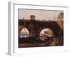 Le Pont Neuf, vu de la berge de la rive droite, vers 1830-null-Framed Giclee Print