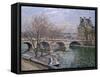 Le Pont Royal and Pavillon De Flore-Camille Pissarro-Framed Stretched Canvas