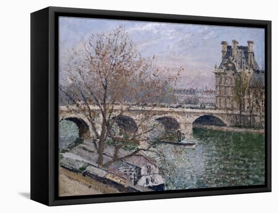 Le pont Royal et le pavillon de Flore-Camille Pissarro-Framed Stretched Canvas