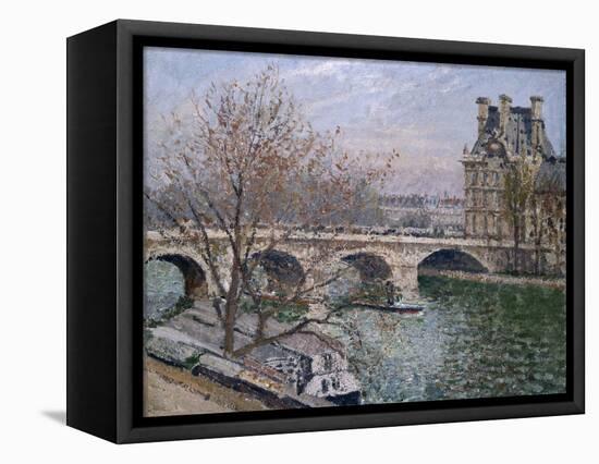 Le pont Royal et le pavillon de Flore-Camille Pissarro-Framed Stretched Canvas