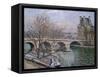 Le pont Royal et le pavillon de Flore-Camille Pissarro-Framed Stretched Canvas