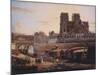 Le pont Saint-Charles, l'Hôtel-Dieu, l'Archevêché et Notre-Dame, vus du quai de la Tournelle-null-Mounted Giclee Print