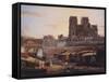 Le pont Saint-Charles, l'Hôtel-Dieu, l'Archevêché et Notre-Dame, vus du quai de la Tournelle-null-Framed Stretched Canvas