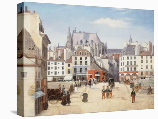 Le pont Saint-Michel et la Cité, vers 1830-null-Stretched Canvas
