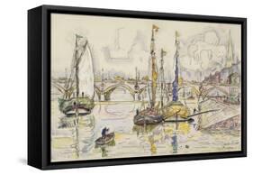 Le port de Bordeaux-Paul Signac-Framed Stretched Canvas