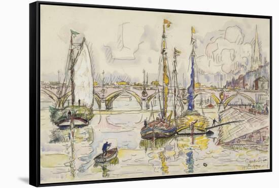 Le port de Bordeaux-Paul Signac-Framed Stretched Canvas