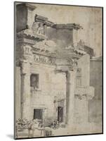 Le portique d'Octavie avec figures au premier plan-Giovanni Paolo Pannini-Mounted Giclee Print