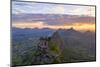 Le Pouce mountain during the African sunset, Moka Range, Port Louis, Mauritius-Roberto Moiola-Mounted Photographic Print