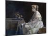 Le Present  Une Jeune Femme Decouvrant Une Statuette De Chat - Peinture D'alfred Stevens (1823-190-Alfred Emile Stevens-Mounted Giclee Print