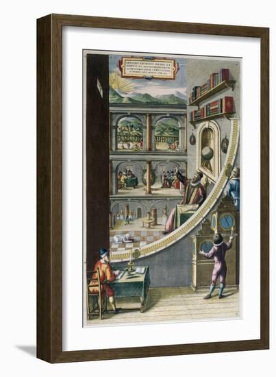 Le Quadran Mural, Tycho Brahe with Astronomical Instruments, c.1587-Joan Blaeu-Framed Giclee Print