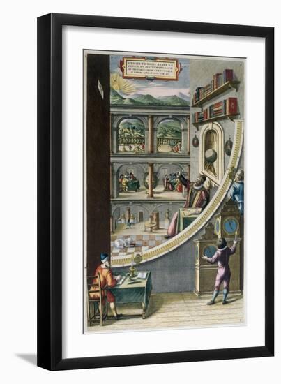 Le Quadran Mural, Tycho Brahe with Astronomical Instruments, c.1587-Joan Blaeu-Framed Giclee Print