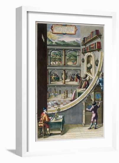 Le Quadran Mural, Tycho Brahe with Astronomical Instruments, c.1587-Joan Blaeu-Framed Giclee Print