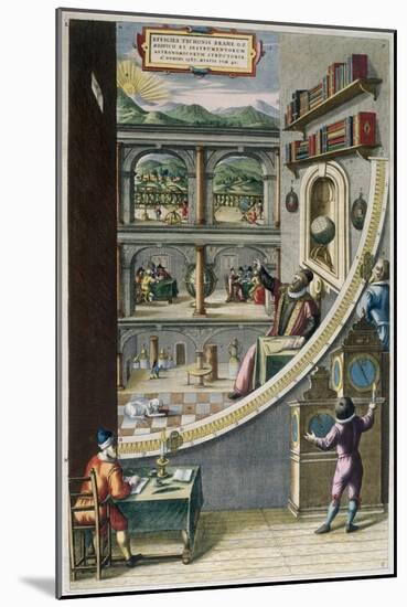 Le Quadran Mural, Tycho Brahe with Astronomical Instruments, c.1587-Joan Blaeu-Mounted Giclee Print