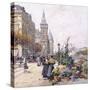 Le Quai Aux Fleurs and Hotel-Eugene Galien-Laloue-Stretched Canvas