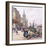 Le Quai Aux Fleurs and Hotel-Eugene Galien-Laloue-Framed Giclee Print