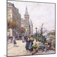 Le Quai Aux Fleurs and Hotel-Eugene Galien-Laloue-Mounted Giclee Print