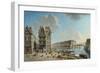 Le quai de la Grève, l'île Saint-Louis et le pont Rouge vus de la place de Grève-Nicolas Jean Baptiste Raguenet-Framed Giclee Print