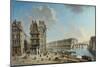 Le quai de la Grève, l'île Saint-Louis et le pont Rouge vus de la place de Grève-Nicolas Jean Baptiste Raguenet-Mounted Giclee Print