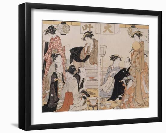 Le quartier de Nakasu-Torii Kiyonaga-Framed Giclee Print