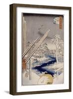 Le quartier des charpentiers à Fukagawa-Ando Hiroshige-Framed Giclee Print