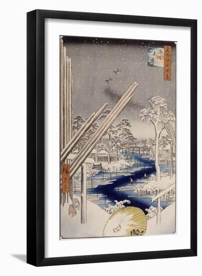 Le quartier des charpentiers à Fukagawa-Ando Hiroshige-Framed Giclee Print