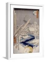 Le quartier des charpentiers à Fukagawa-Ando Hiroshige-Framed Giclee Print