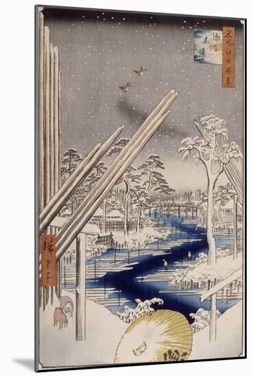 Le quartier des charpentiers à Fukagawa-Ando Hiroshige-Mounted Giclee Print