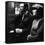 Le realisateur Alan Pakula and Jane Fonda sur le tournage du film Klute en, 1971 (b/w photo)-null-Framed Stretched Canvas