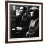 Le realisateur Alan Pakula and Jane Fonda sur le tournage du film Klute en, 1971 (b/w photo)-null-Framed Photo