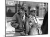 Le realisateur Jean-Pierre Melville and Alain Delon sur le tournage du film Un Flic, 1972 (b/w phot-null-Mounted Photo