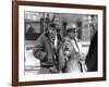 Le realisateur Jean-Pierre Melville and Alain Delon sur le tournage du film Un Flic, 1972 (b/w phot-null-Framed Photo