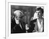Le realisateur Jean-Pierre Melville and Alain Delon sur le tournage du film Un Flic, 1972 (b/w phot-null-Framed Photo