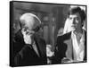 Le realisateur Jean-Pierre Melville and Alain Delon sur le tournage du film Un Flic, 1972 (b/w phot-null-Framed Stretched Canvas