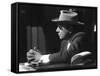 Le realisateur Jean-Pierre Melville sur le tournage du film Un Flic, 1972 (b/w photo)-null-Framed Stretched Canvas