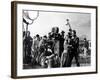 Le realisateur John Ford dirige Constance Towers and John Wayne sur le tournage du film Les Cavalie-null-Framed Photo